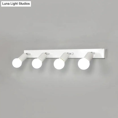 DecorBites™ 3/4-Head Bedroom Vanity Wall Sconce in Simple Metal Finish with Exposed Bulb - Black/White