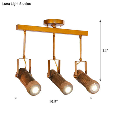 DecorBites™ 3/6 Bulbs Bamboo Tube Island Pendant - Brown Iron Suspension Lighting with Hemp Rope