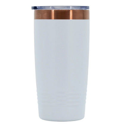Nebraska The Good Life Sandhill Crane Stainless Steel Vacuum Insulated Tumbler | 20 oz | Rose Gold & White | RCK Creations & More