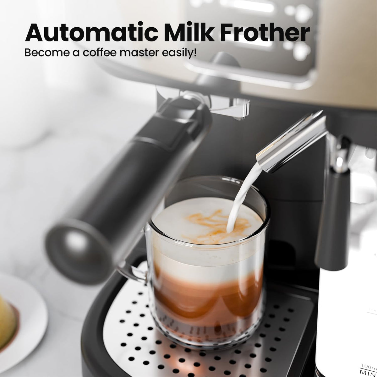 3 in 1 Professional Espresso Maker with Dual Heating System & Capsule Compatible CM8011