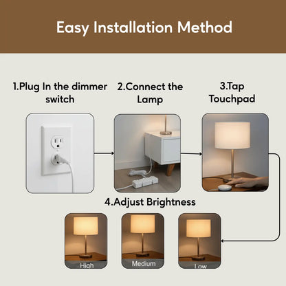 3 Level touch Light Dimmer with 3 Plug - Receptacles 120V