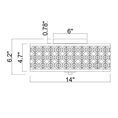 3-Light Modern LED Flush Mount Light with Crystal