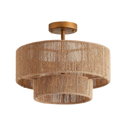 3-Light Traditional Farmhouse Wabi-Sabi Flush Mount Light