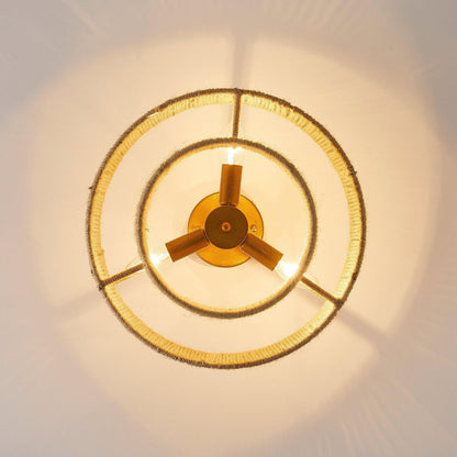 3-Light Traditional Farmhouse Wabi-Sabi Flush Mount Light