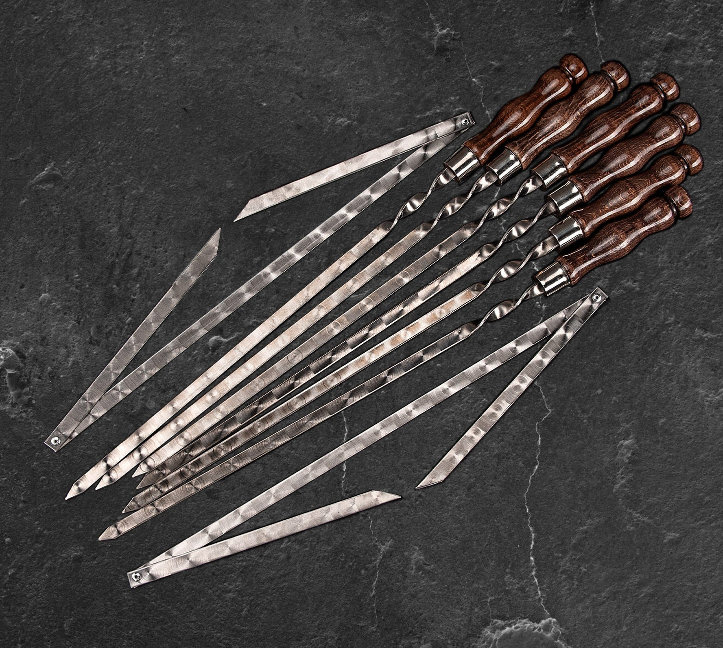 “Moose" Camping Accessories BBQ Skewers Set  in a Wooden Case, 18 items