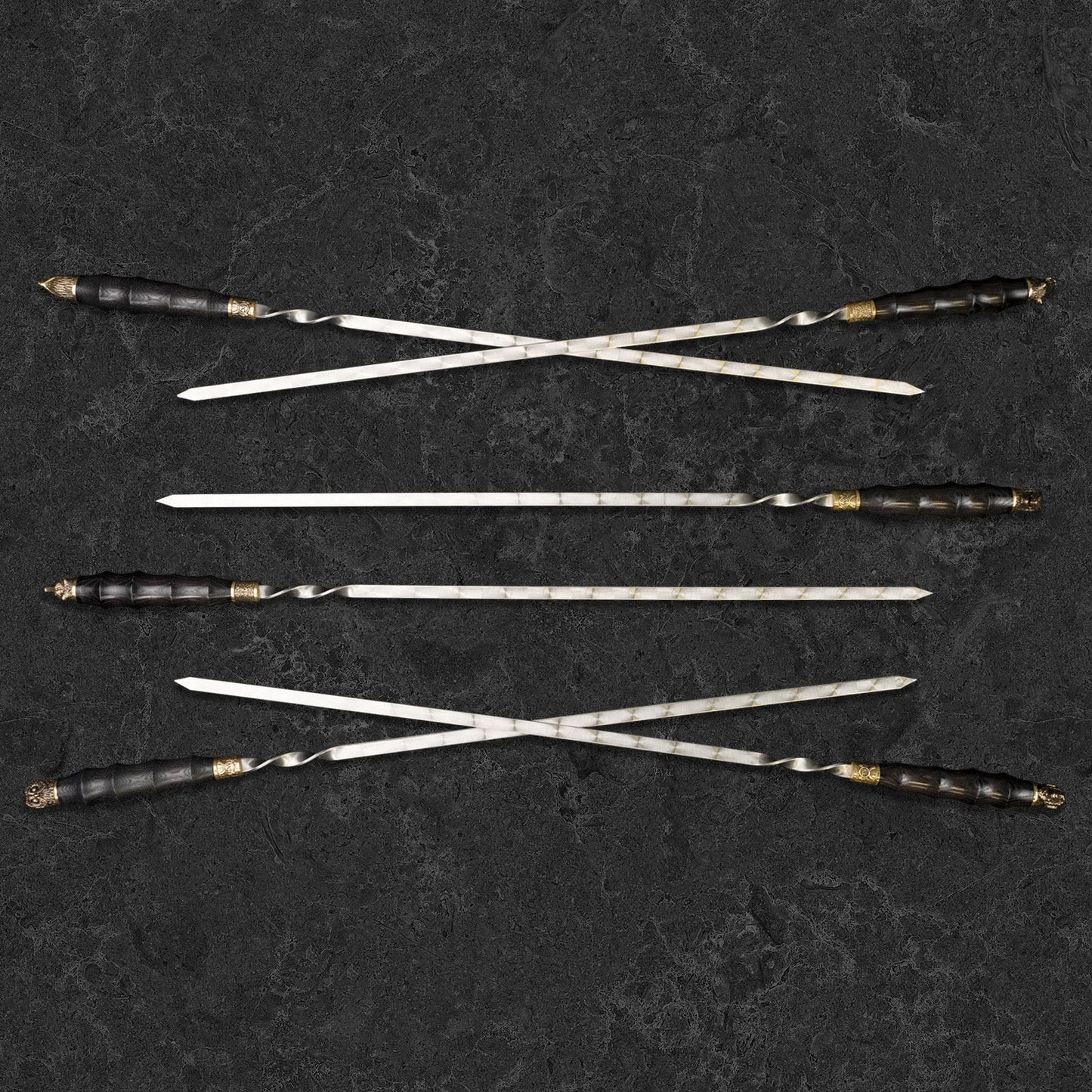 "Viking" Set in a Leather Case Camping Accessories BBQ Skewers Set  in a Leather Case, 7 items