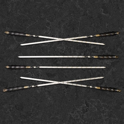 "Viking" Set in a Leather Case Camping Accessories BBQ Skewers Set  in a Leather Case, 7 items