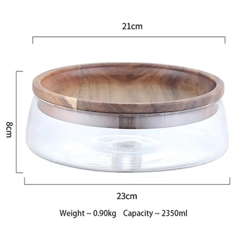 3 tier glass food storage containers with wood stand kitchen organizer