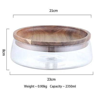 3 tier glass food storage containers with wood stand kitchen organizer