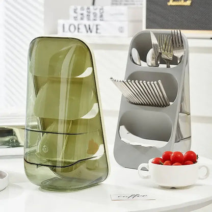 3-tier gray & sage green kitchen utensil organizer cutlery rack