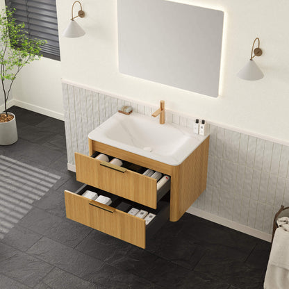 Nuvia Luxury 30/36-Inch Sintered Stone Floating Bathroom Vanity With Sink (SAK70429)
