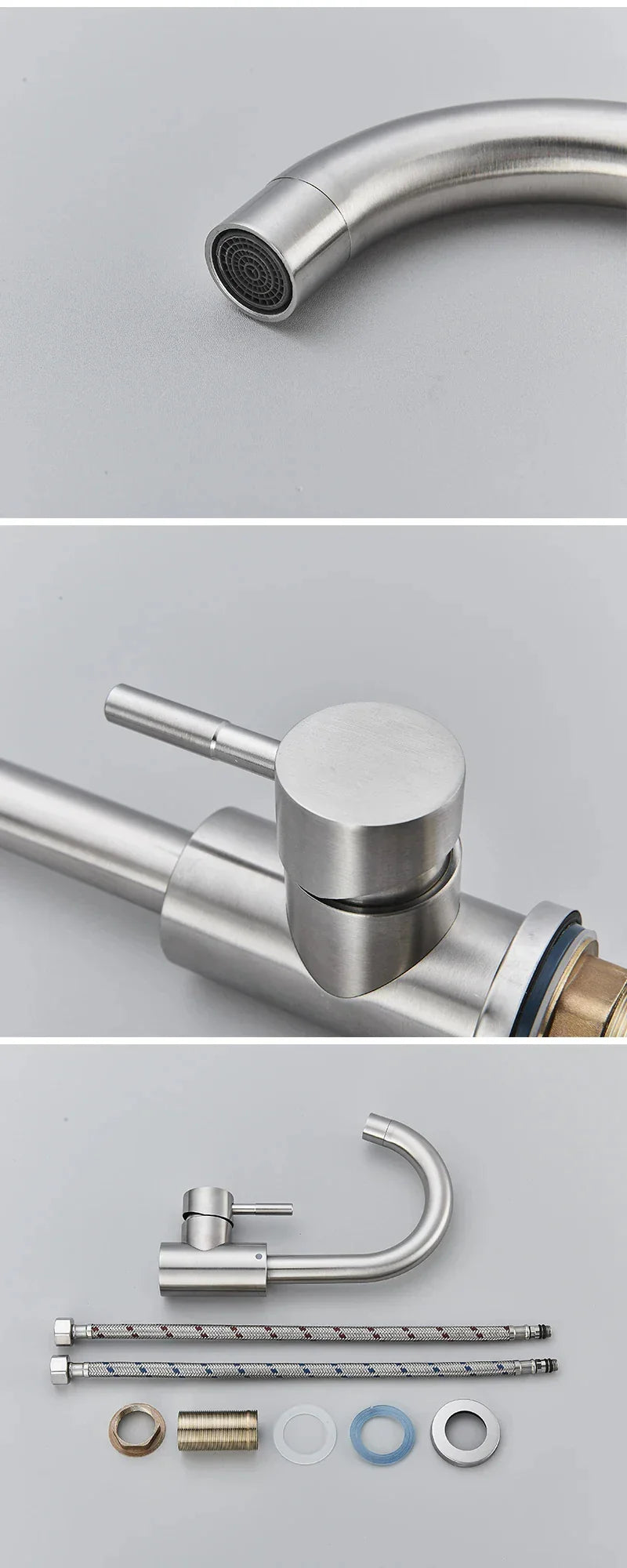 DecorBites™ 304 Stainless Steel Rotating Bathroom Sink Faucet