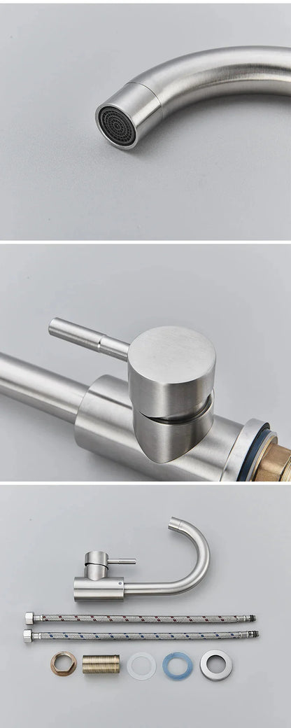 DecorBites™ 304 Stainless Steel Rotating Bathroom Sink Faucet