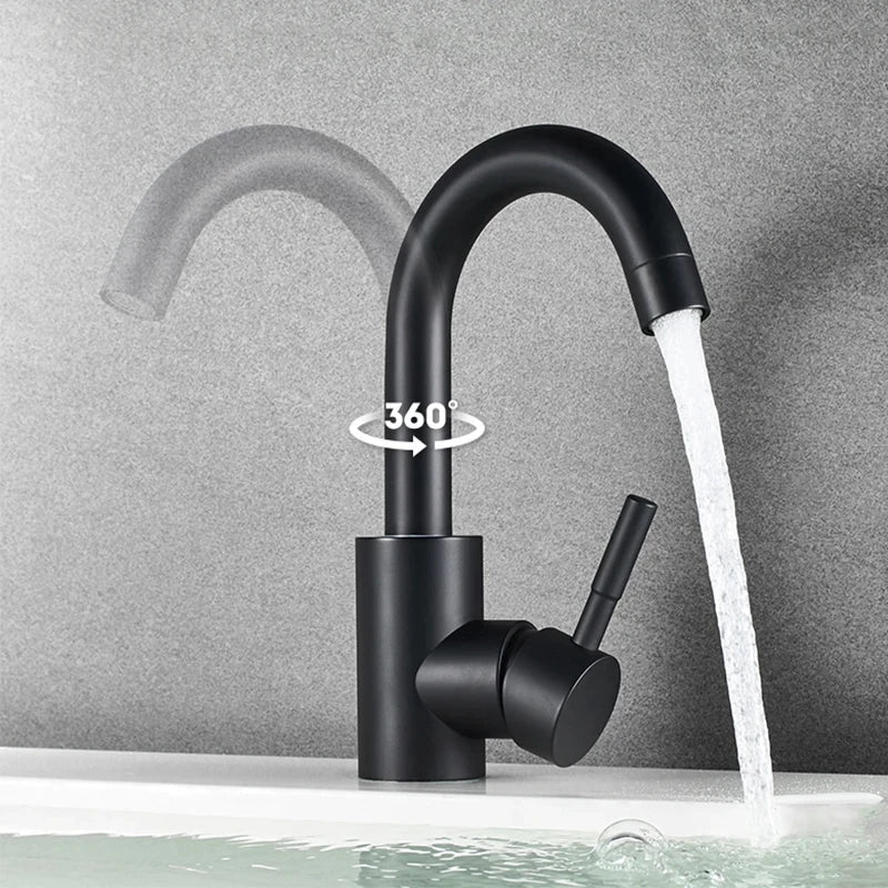 DecorBites™ 304 Stainless Steel Rotating Bathroom Sink Faucet