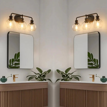 Irvine Black Modern Clear Glass 3-Light Vanity Light