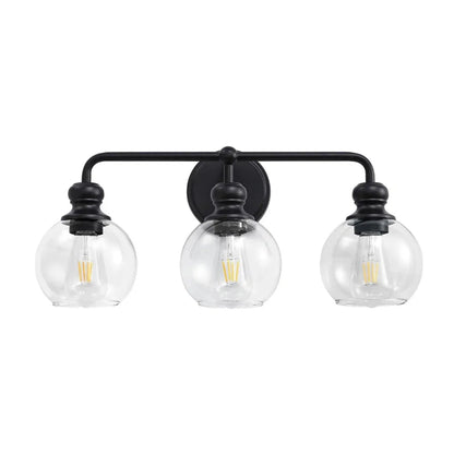 Irvine Black Modern Clear Glass 3-Light Vanity Light