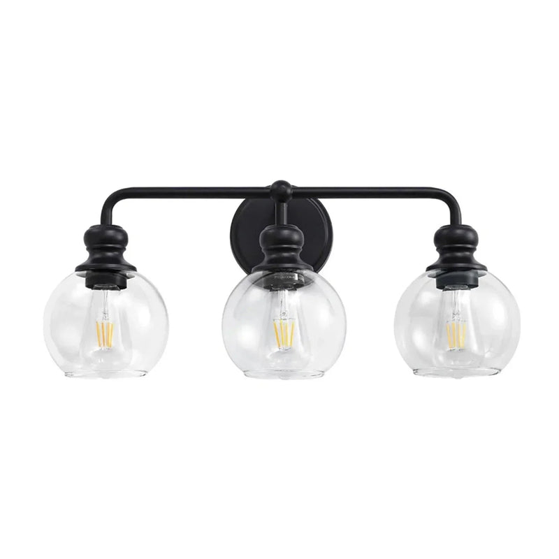 Irvine Black Modern Clear Glass 3-Light Vanity Light