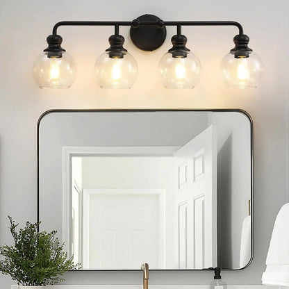 Irvine Black Modern Clear Glass 4-Light Vanity Light