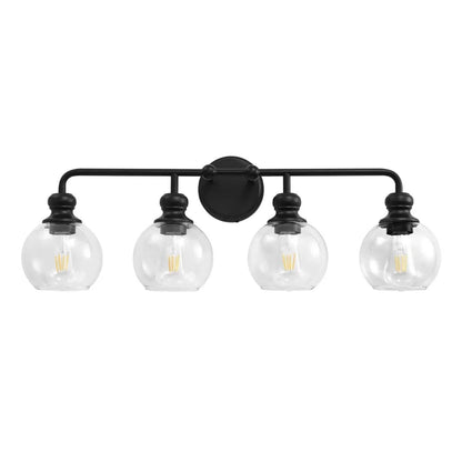 Irvine Black Modern Clear Glass 4-Light Vanity Light