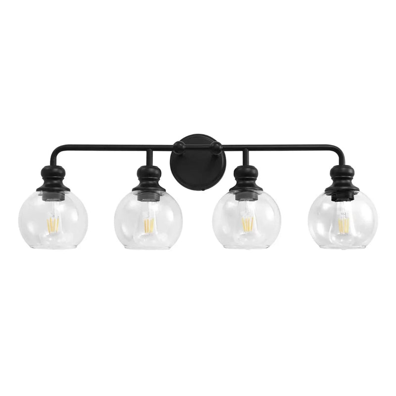 Irvine Black Modern Clear Glass 4-Light Vanity Light