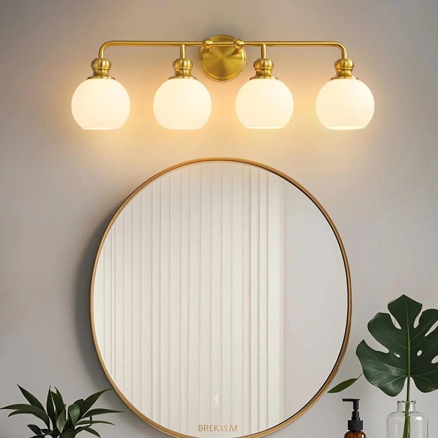 Irvine Gold Modern Frosted Glass 4-Light Vanity Light
