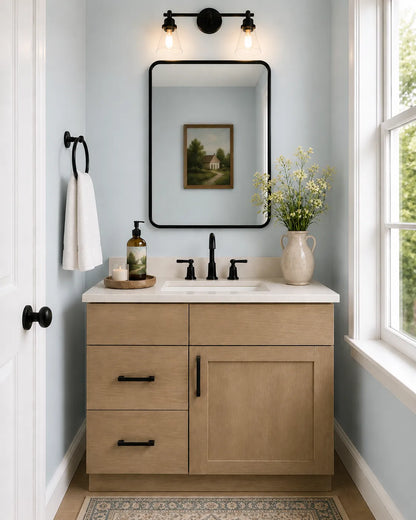 30 Inch Natural Shaker Single Sink Bathroom Vanity with Drawers on the Left