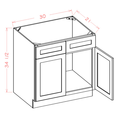 30 Inch Gray Stained Shaker Single Sink Bathroom Vanity
