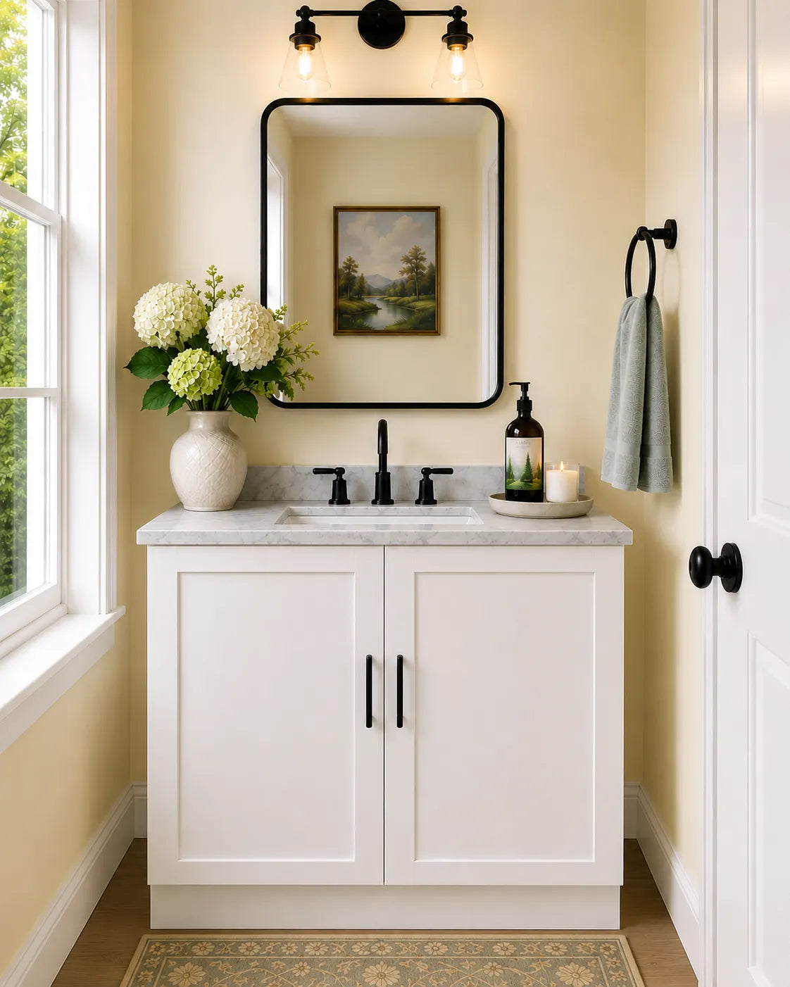 30 Inch White Shaker Full Height Door Vanity Sink Base Cabinet