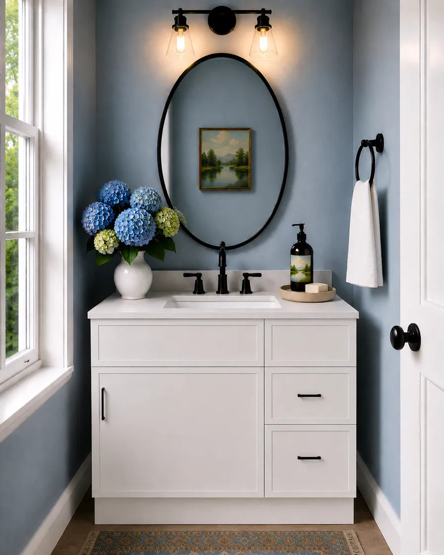 White Slim Shaker 30" Single Sink Bathroom Vanity with Drawers on the Right
