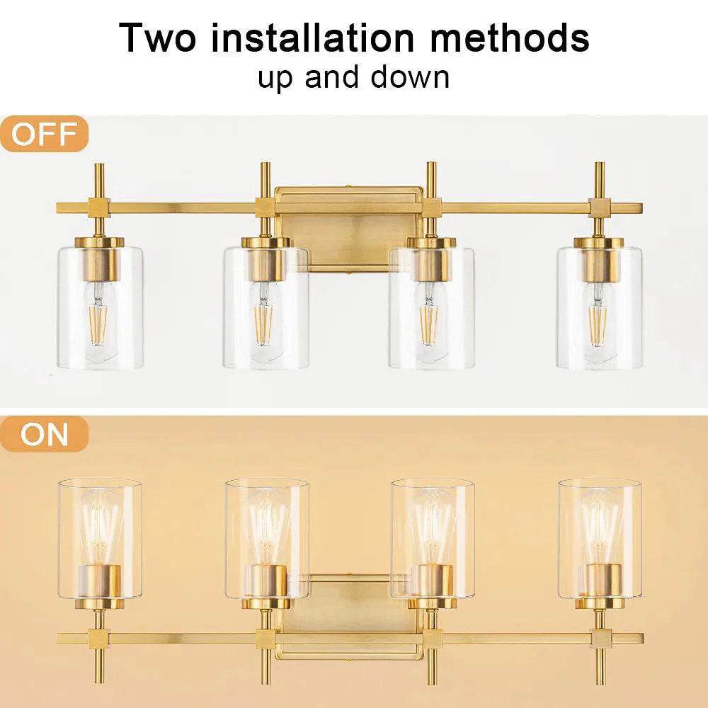 Jasper Black & Gold Clear Glass 4-Light Bathroom Vanity Light