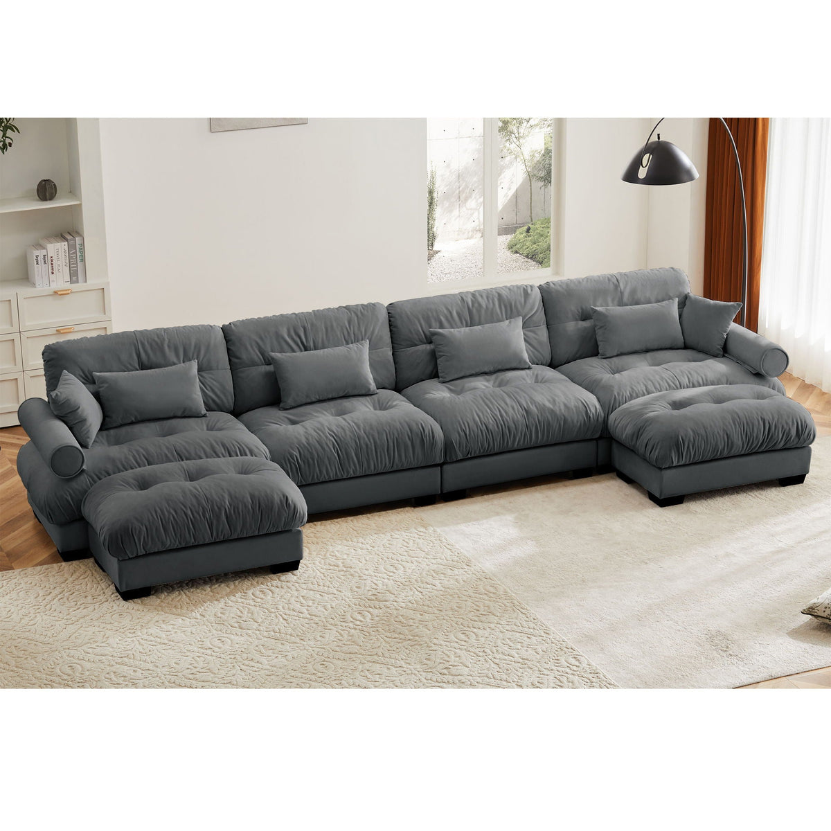 Super Comfort Oversized Modular Sectional Sofa With Movable Ottoman