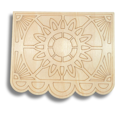 Unfinished Wood Etched Decoration Flag Shape | Paint By Line Crafts | up to 30" DIY