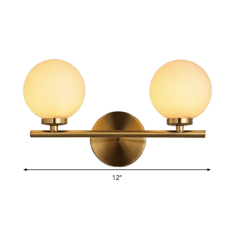 DecorBites™ Modern Gold Wall Sconce with Milky Glass Shade for Bedside Lighting - 2 Bulbs Included