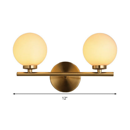 DecorBites™ Modern Gold Wall Sconce with Milky Glass Shade for Bedside Lighting - 2 Bulbs Included
