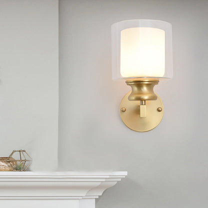 DecorBites™ Contemporary Brass Wall Mounted Light Fixture for Living Room - Armed Sconce with Metal Frame & 1 Bulb
