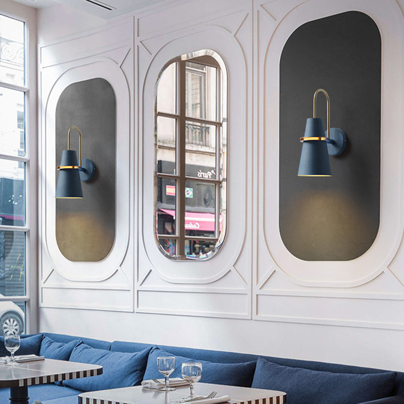 DecorBites™ Modernism Tapered Sconce Light: Wall Mounted Lamp for Dining Room - Black/White/Blue