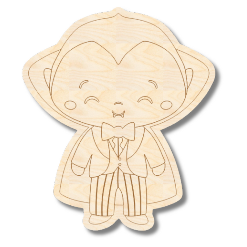 Unfinished Wood Etched Vampire Shape | Paint By Line Crafts | up to 30" DIY