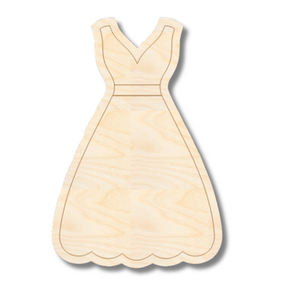 Unfinished Wood Etched Bridesmaid Dress Shape | Paint By Line Crafts | up to 30" DIY