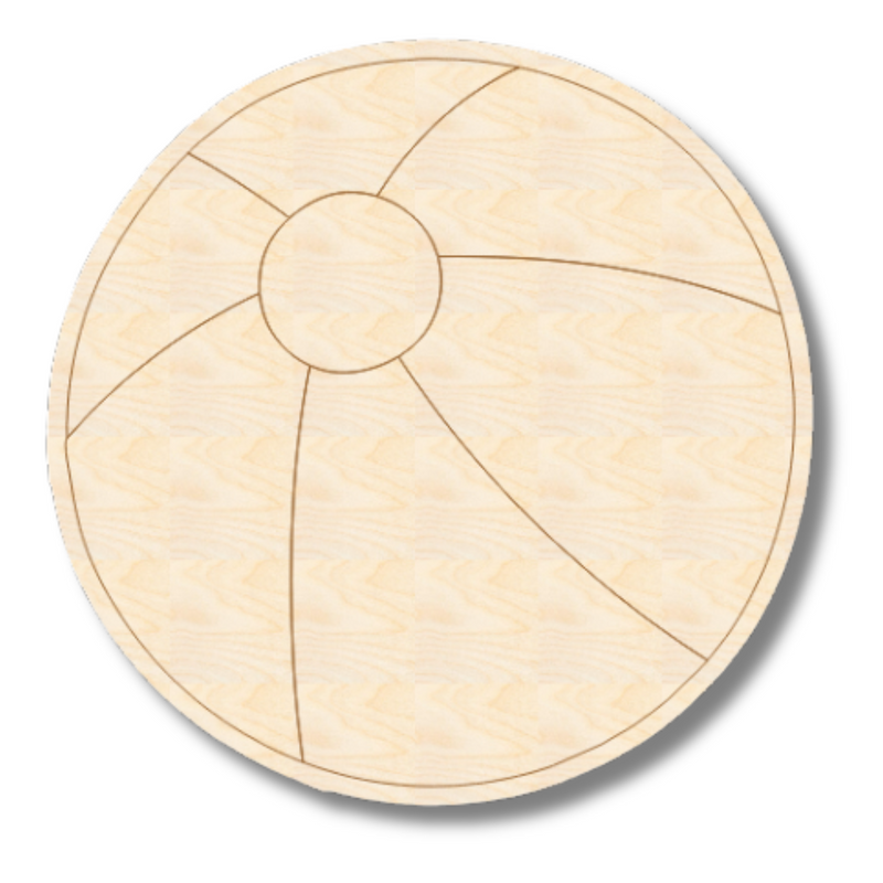 Unfinished Wood Etched Beach Ball Shape | Paint By Line Crafts | up to 30" DIY