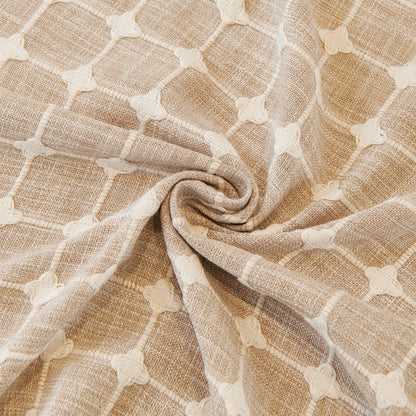 Grid Textured Sofa Cover with Sheer Ruffle Skirt, Pet-Friendly Sofa Throw Slipcover
