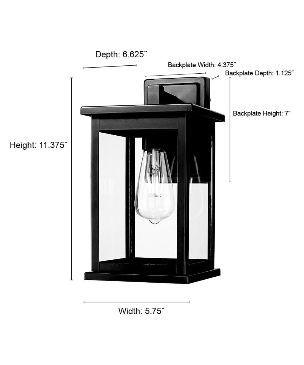 11"H Bowton II Outdoor Wall Light - Dusk to Dawn Matte Black Finish with Glass Shade by Millennium Lighting