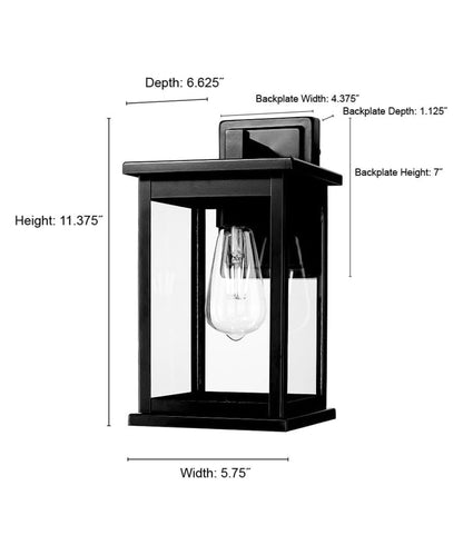 11"H Bowton II Outdoor Wall Light - Dusk to Dawn Matte Black Finish with Glass Shade by Millennium Lighting