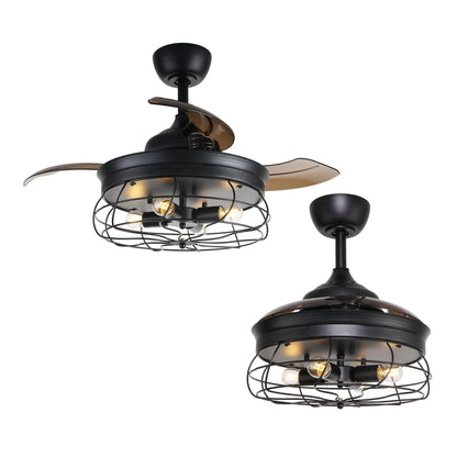 36" Benally Industrial Downrod Mount Ceiling Fan with Lighting and Remote Control