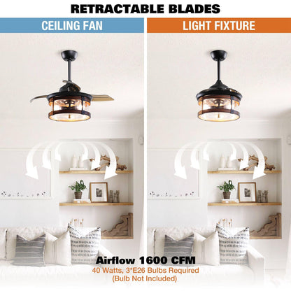 36" Caselli Industrial Downrod Mount Ceiling Fan with Lighting and Remote Control