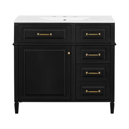 Nuvia 36-Inch Freestanding Bathroom Vanity With Ceramic Sink And Storage Cabinets [Faucet Not Included] (SAK41792)