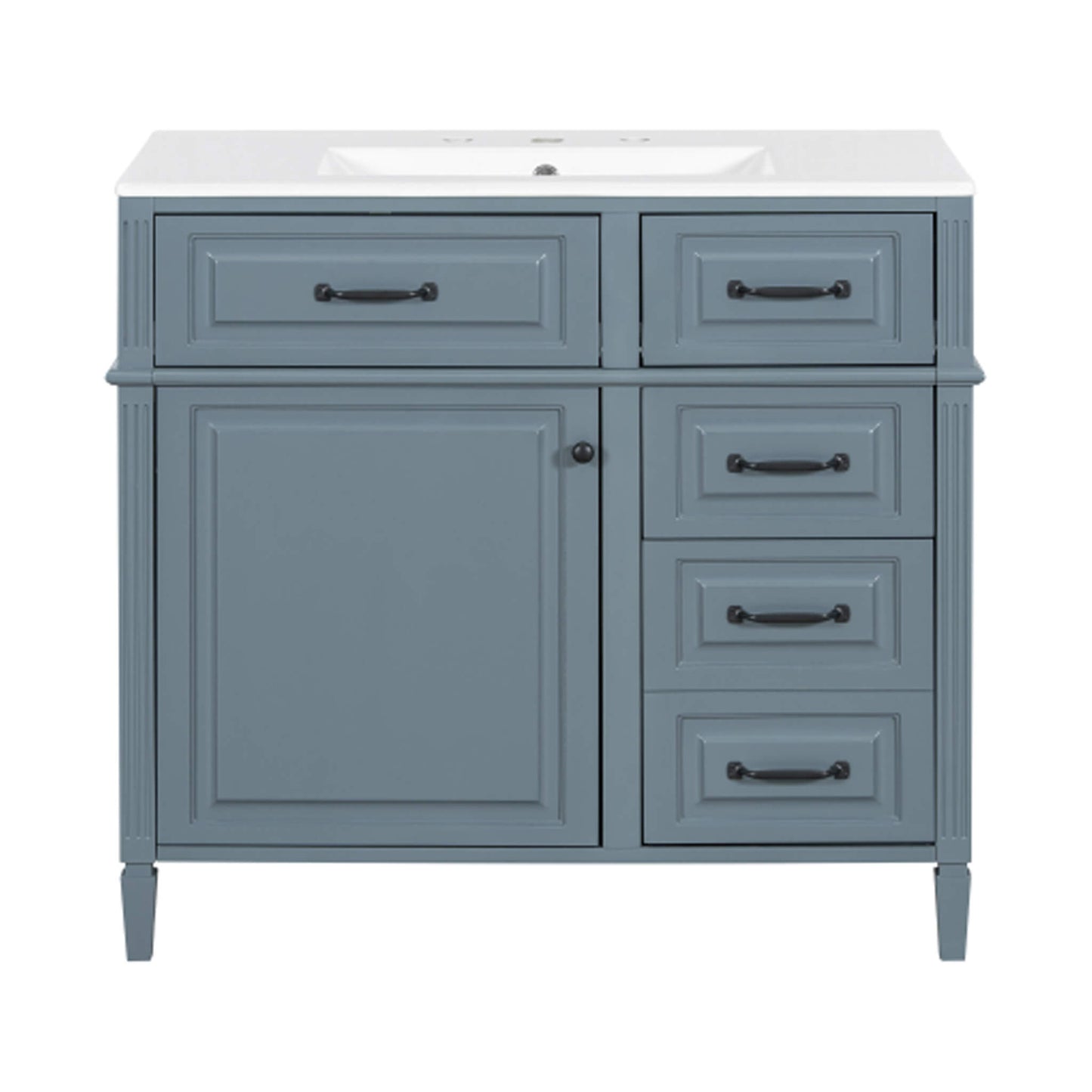 Nuvia 36-Inch Freestanding Bathroom Vanity With Ceramic Sink And Storage Cabinets [Faucet Not Included] (SAK41792)
