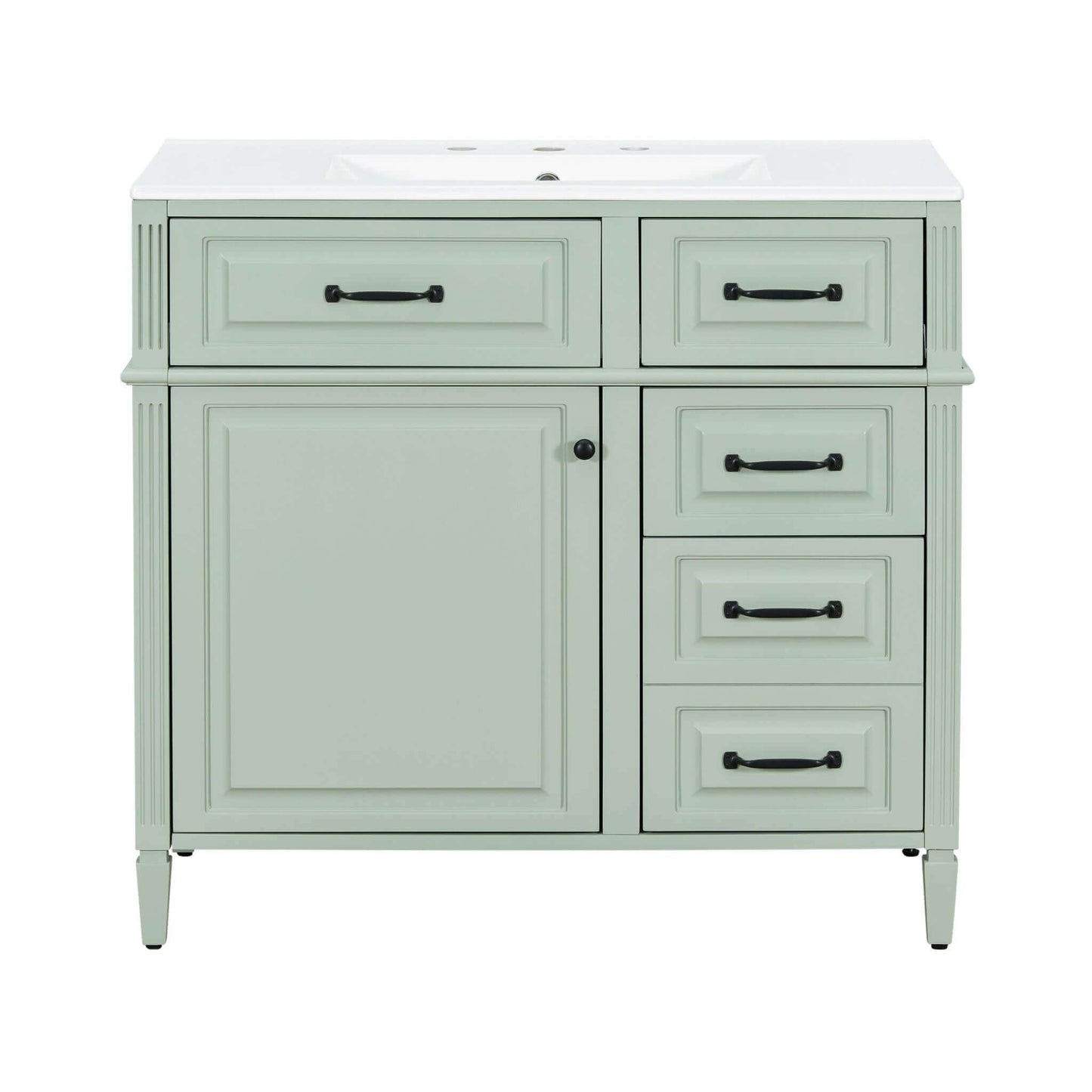 Nuvia 36-Inch Freestanding Bathroom Vanity With Ceramic Sink And Storage Cabinets [Faucet Not Included] (SAK41792)