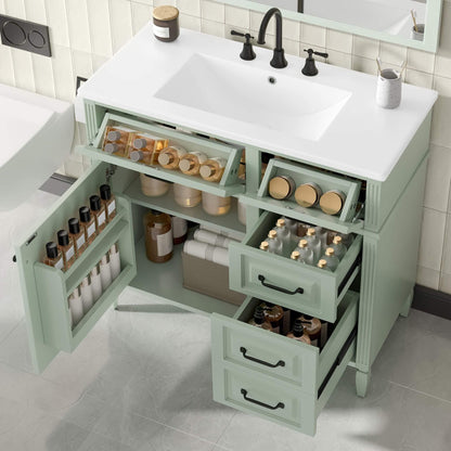 Nuvia 36-Inch Freestanding Bathroom Vanity With Ceramic Sink And Storage Cabinets [Faucet Not Included] (SAK41792)