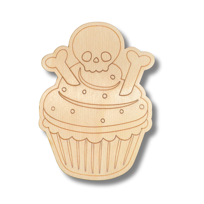 Unfinished Wood Etched Skull Cup Cake Shape | Paint By Line Crafts | up to 30" DIY