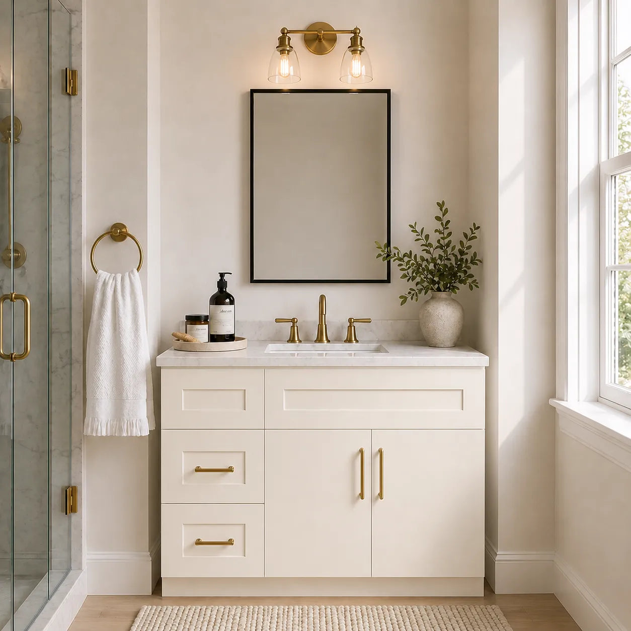 Antique White Shaker 36" Bathroom Vanity Combo w/ Drawers on Left